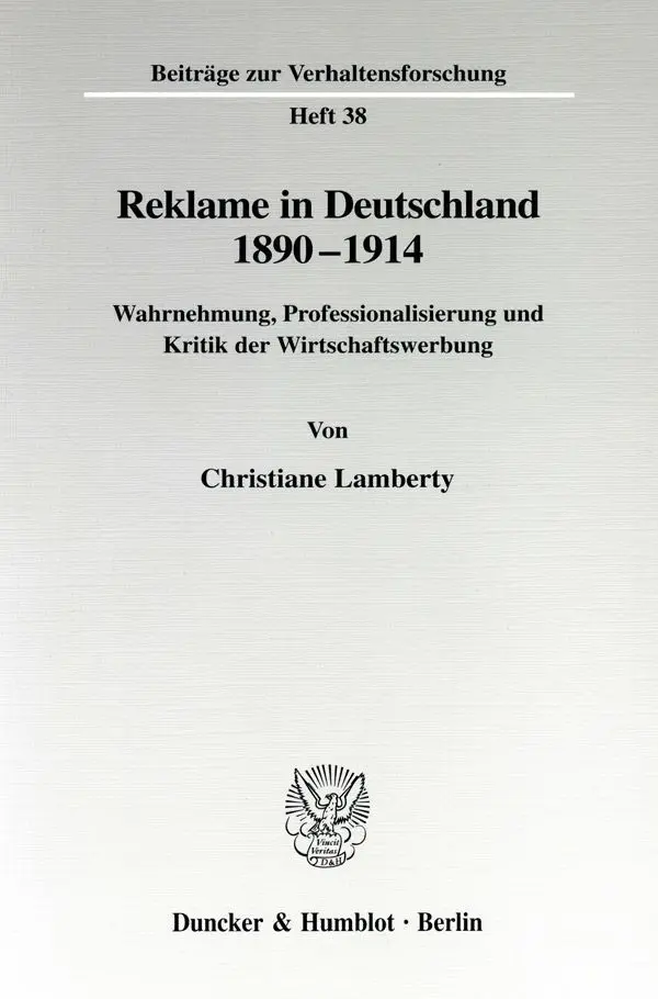 Cover: 9783428097944 | Reklame in Deutschland 1890-1914. | Christiane Lamberty | Taschenbuch