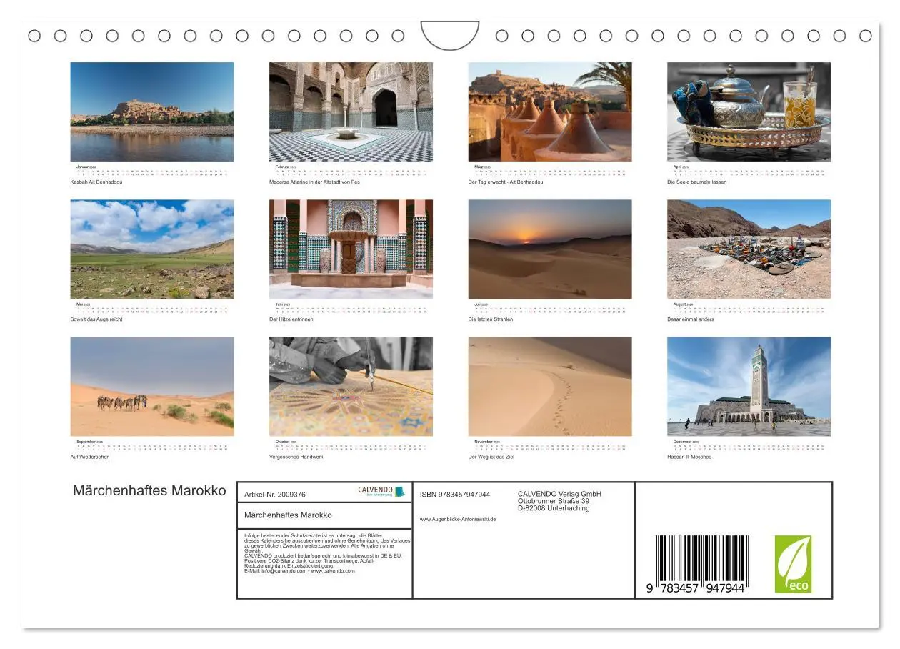 Bild: 9783457947944 | Märchenhaftes Marokko (Wandkalender 2026 DIN A4 quer), CALVENDO...