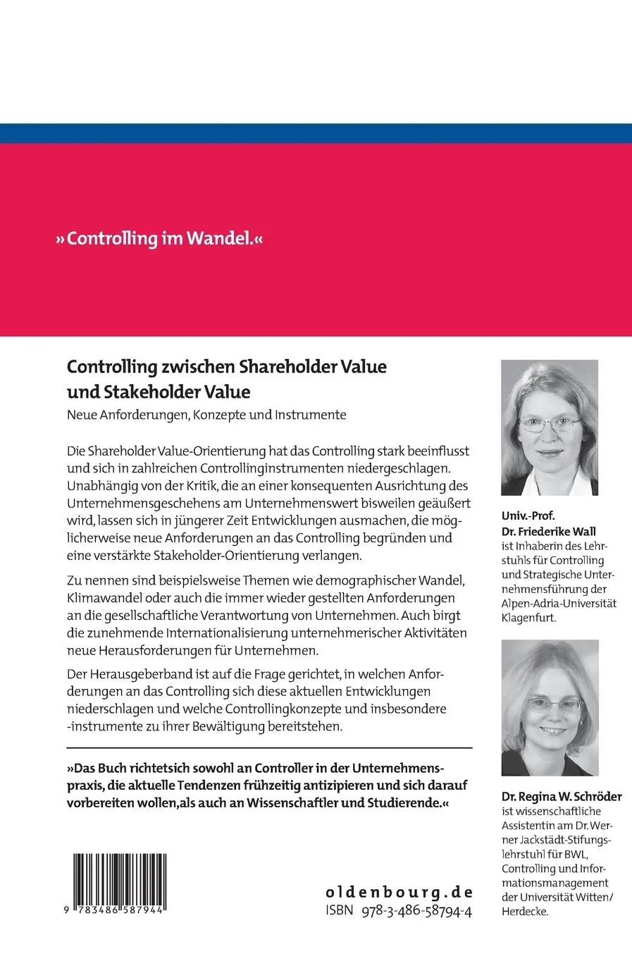 Rückseite: 9783486587944 | Controlling zwischen Shareholder Value und Stakeholder Value | Buch