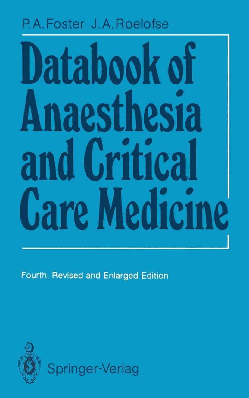 Cover: 9783540177944 | Databook of Anaesthesia and Critical Care Medicine | Foster (u. a.)