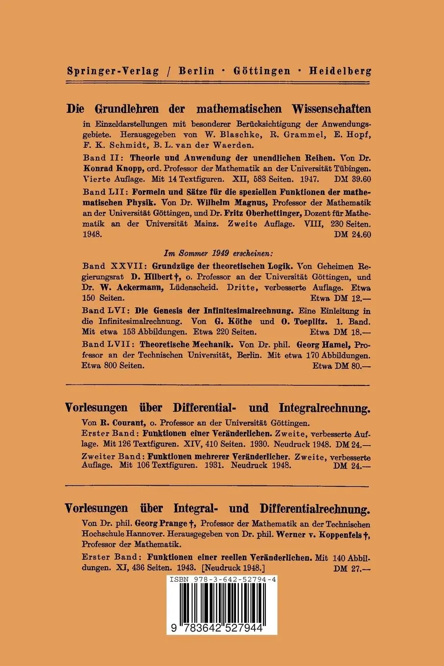 Rückseite: 9783642527944 | Anwendung der Elliptischen Funktionen in Physik und Technik | Buch