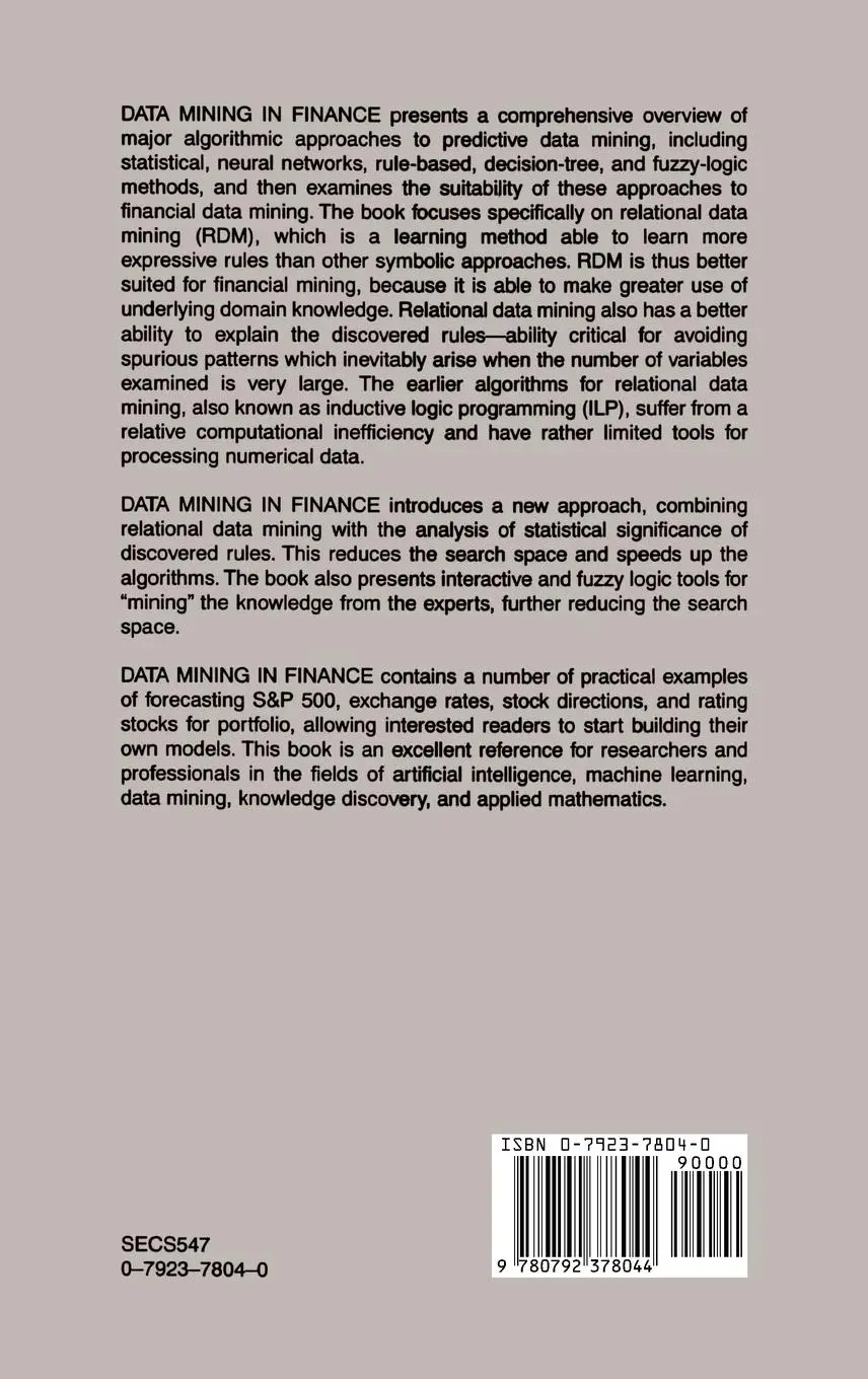 Rückseite: 9780792378044 | Data Mining in Finance | Advances in Relational and Hybrid Methods