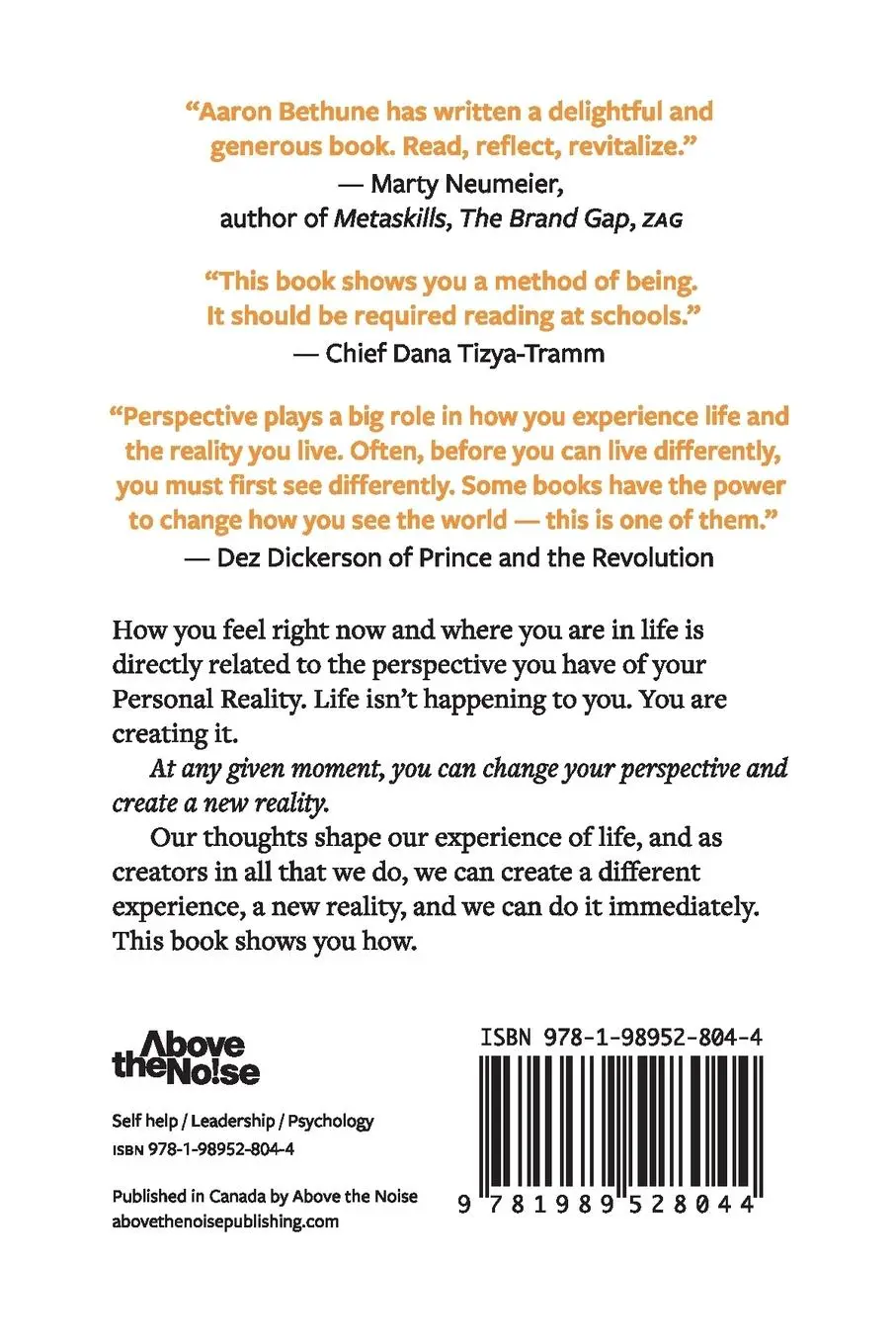 Rückseite: 9781989528044 | Reality and The Positive Power of Perspective | Aaron Bethune | Buch