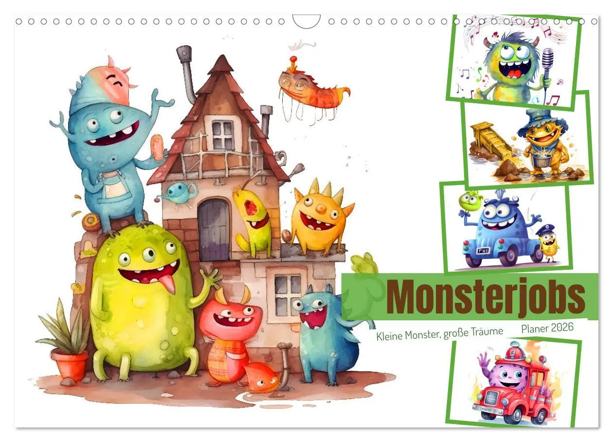 Cover: 9783457528044 | Monsterjobs - Kleine Monster, große Träume (Wandkalender 2026 DIN...
