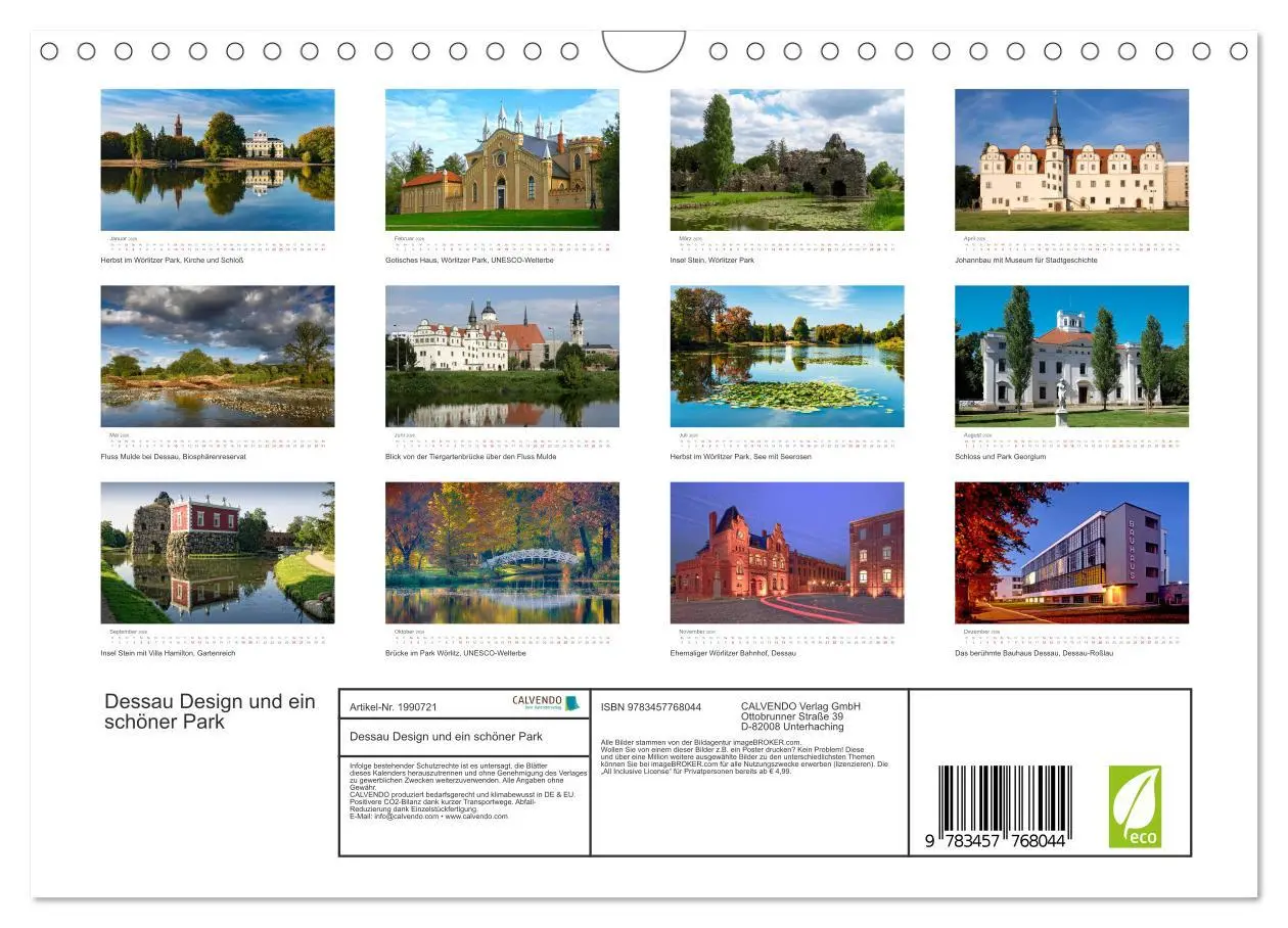 Bild: 9783457768044 | Dessau Design und ein schöner Park (Wandkalender 2026 DIN A4 quer),...