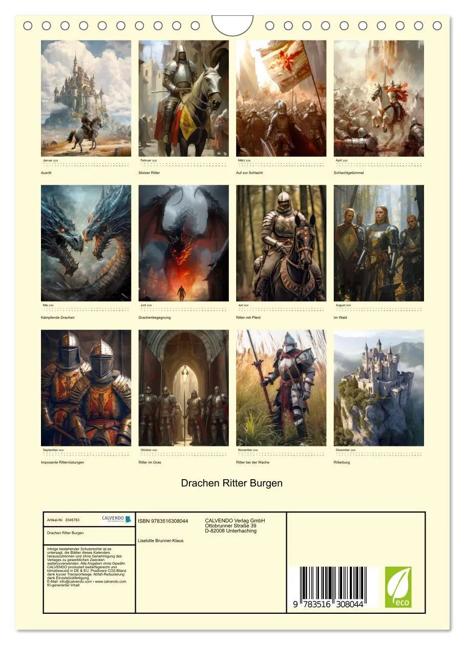 Bild: 9783516308044 | Drachen Ritter Burgen (Wandkalender 2026 DIN A4 hoch), CALVENDO...