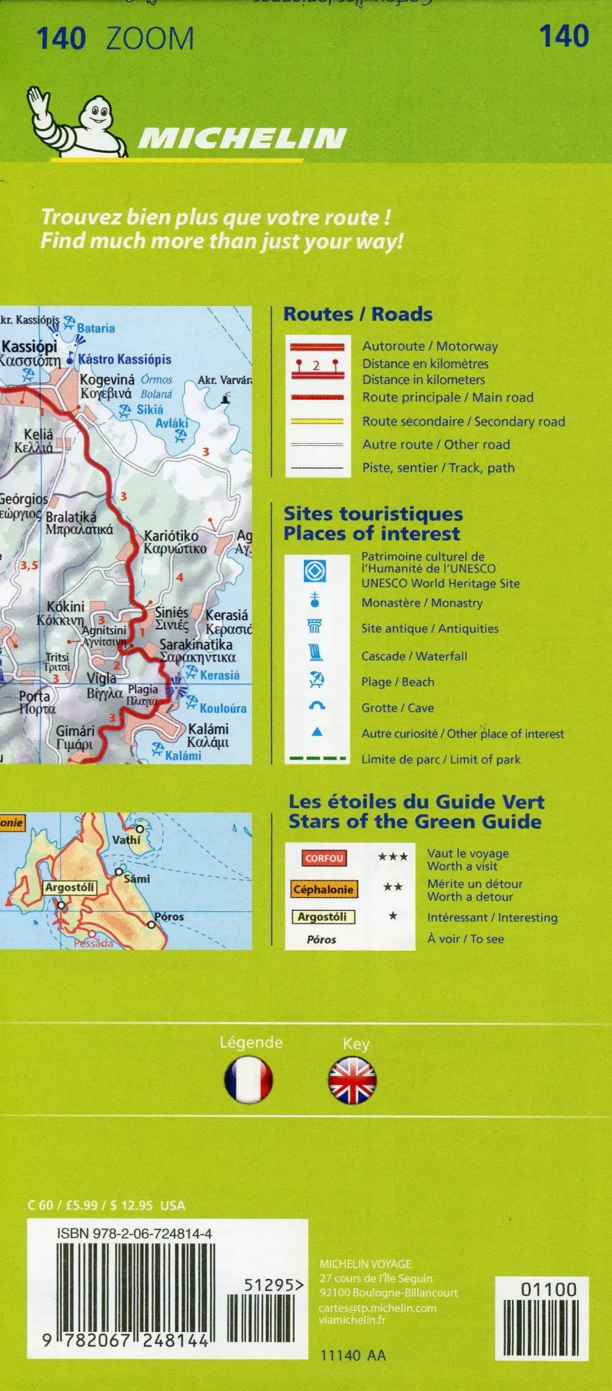 Bild: 9782067248144 | Corfu &amp; the Ionian Islands - Michelin Zoom Map 140 | Maps 1:80 000