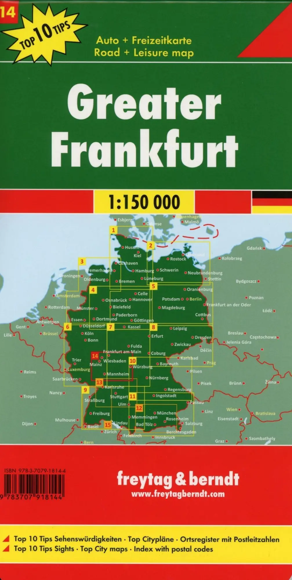 Bild: 9783707918144 | freytag &amp; berndt Straßenkarte Rund um Frankfurt 1:150.000 | gefalzt