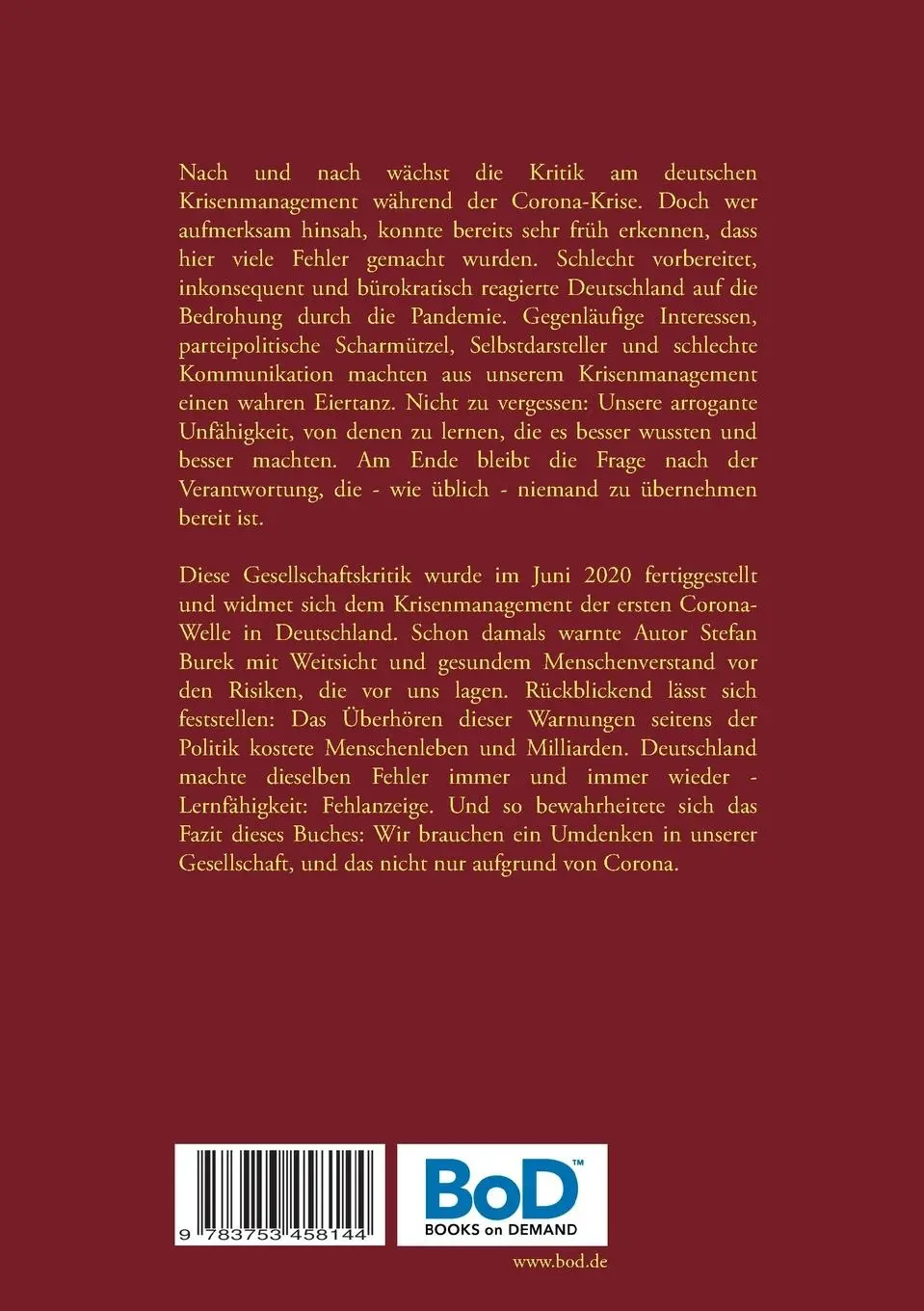 Rückseite: 9783753458144 | Deutschland in der Corona-Krise: Corona Helau! | Stefan Burek | Buch