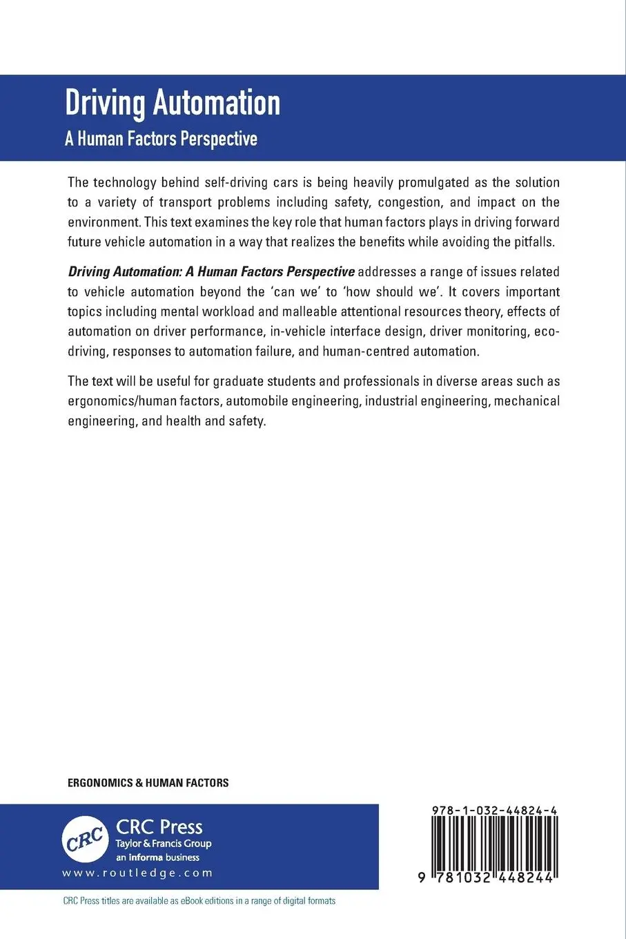 Rückseite: 9781032448244 | Driving Automation | A Human Factors Perspective | Young (u. a.)