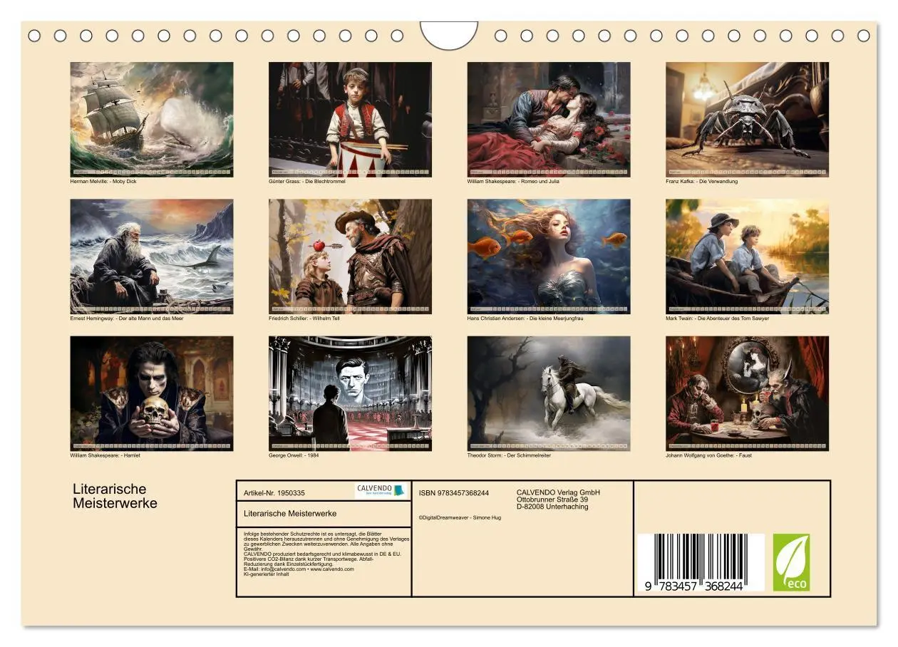 Bild: 9783457368244 | Literarische Meisterwerke (Wandkalender 2026 DIN A4 quer), CALVENDO...
