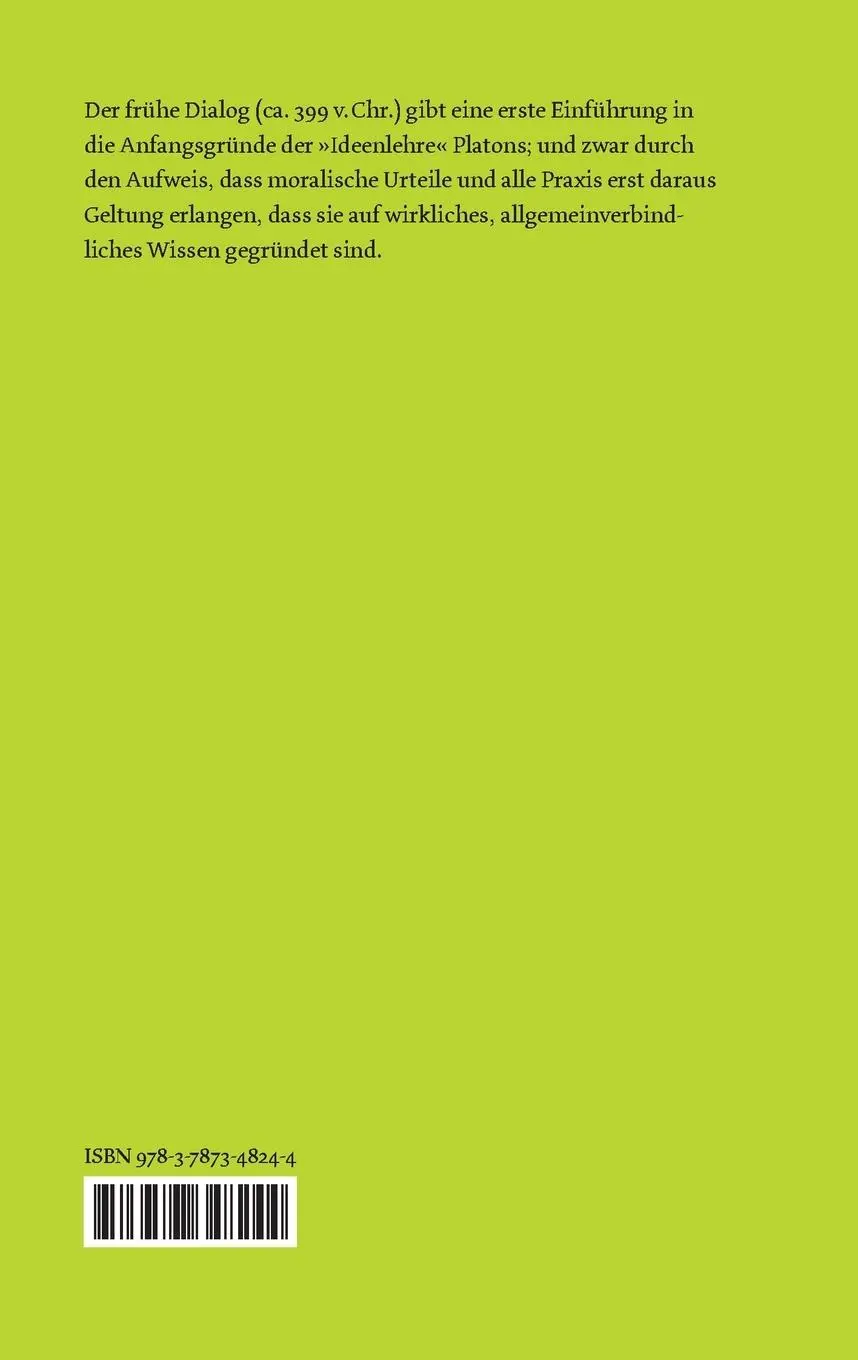 Rückseite: 9783787348244 | Euthyphron | Griechisch-Deutsch | Platon | Taschenbuch | 70 S. | 2025