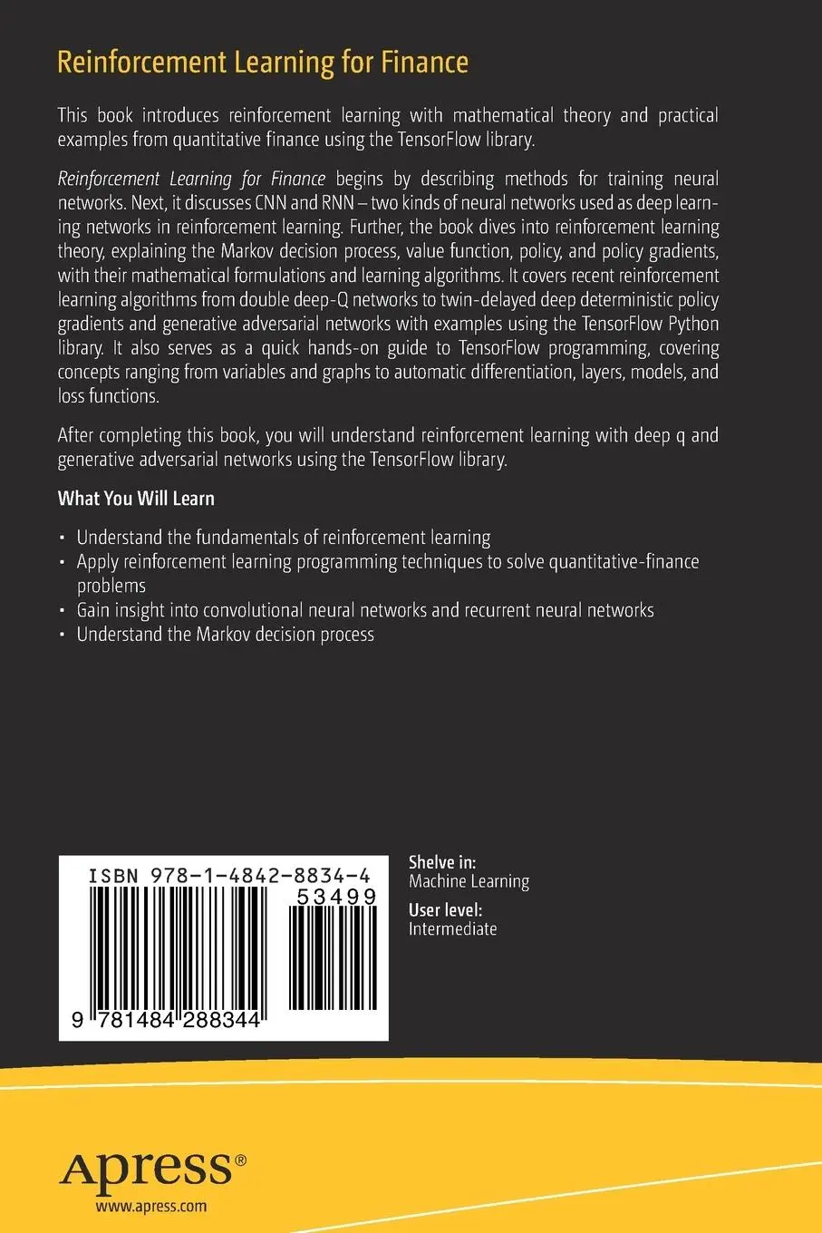 Rückseite: 9781484288344 | Reinforcement Learning for Finance | Samit Ahlawat | Taschenbuch | xv