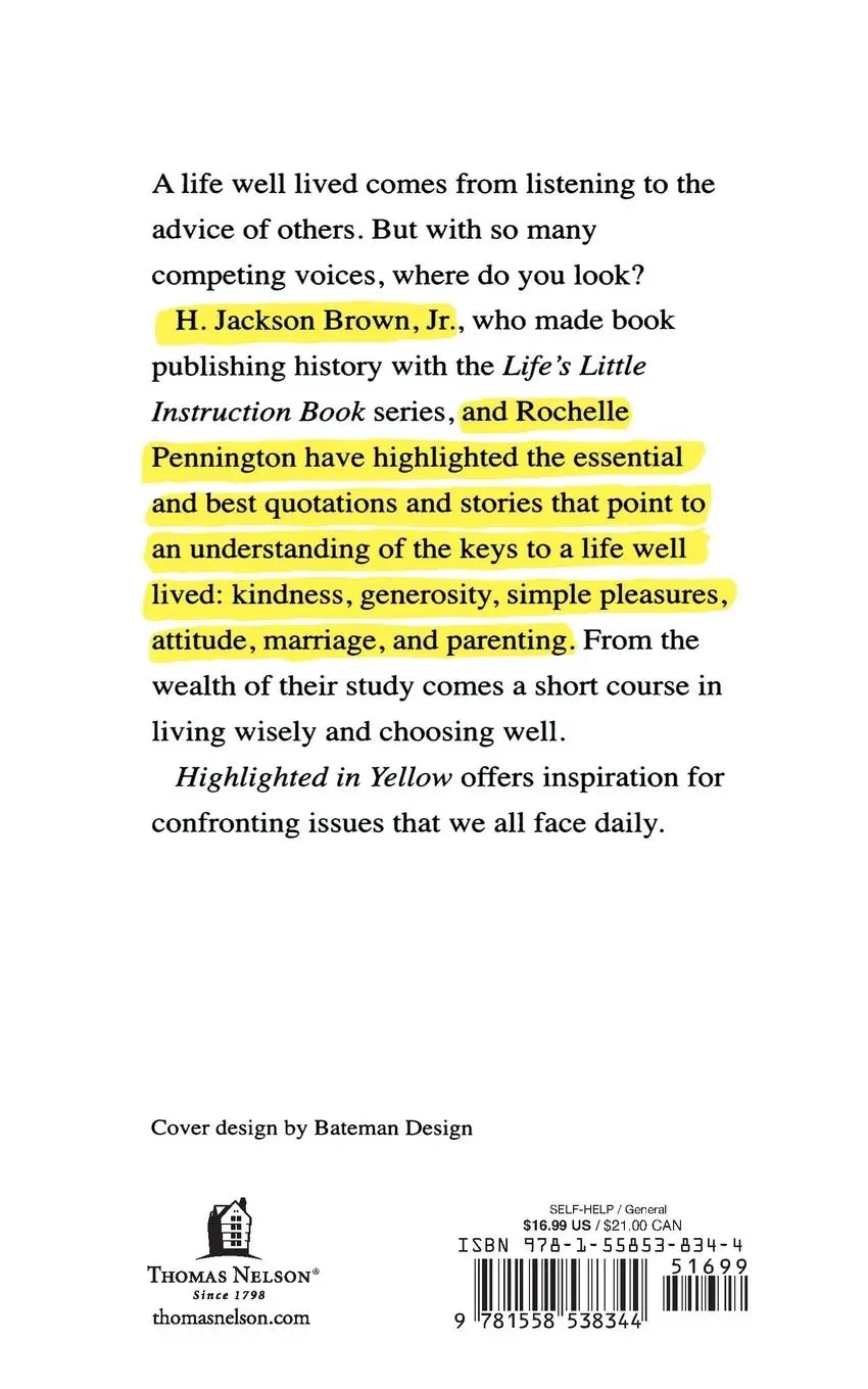 Rückseite: 9781558538344 | Highlighted in Yellow | H. Jackson Brown (u. a.) | Taschenbuch | 2001