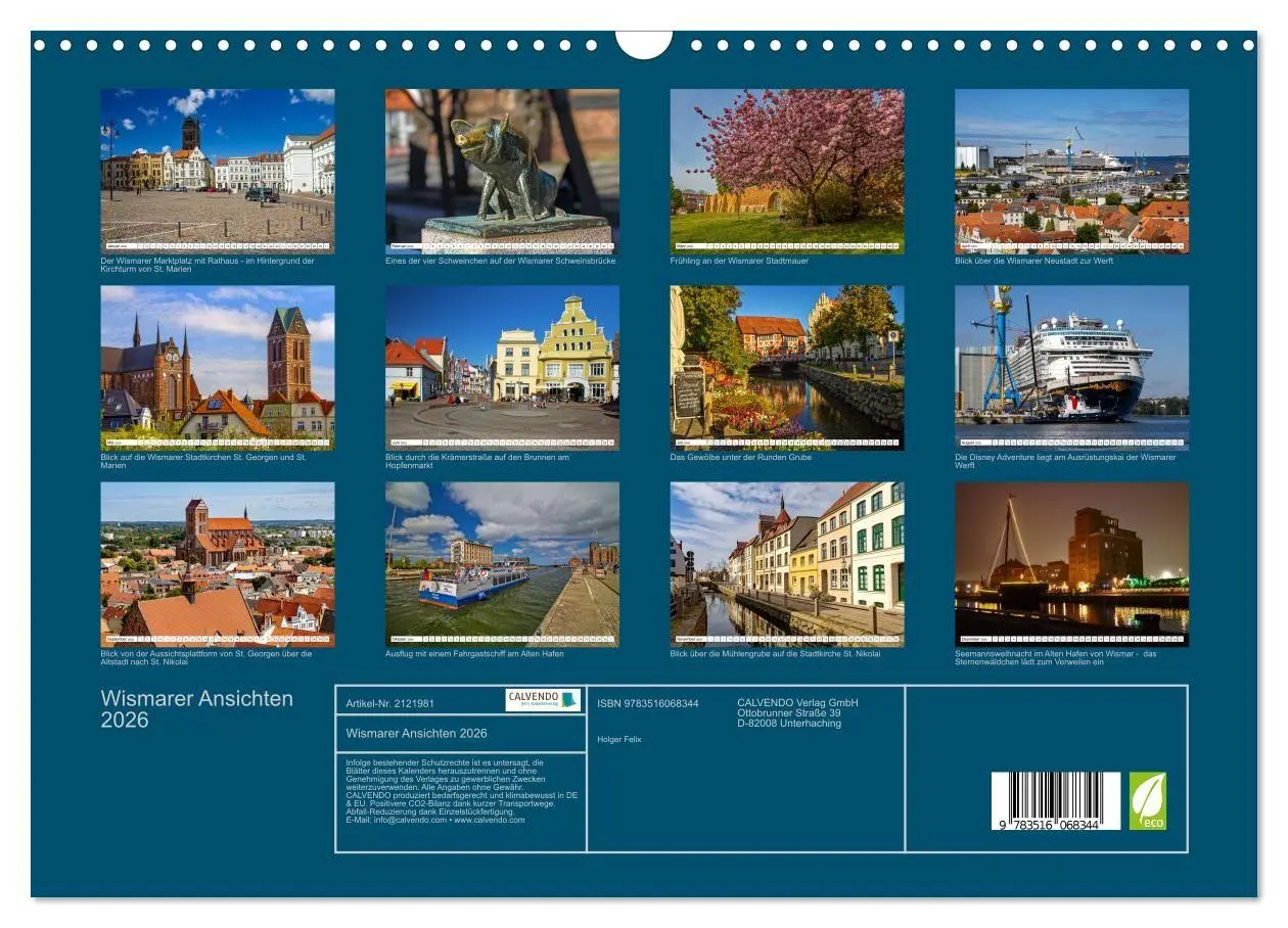 Bild: 9783516068344 | Wismarer Ansichten 2026 (Wandkalender 2026 DIN A3 quer), CALVENDO...