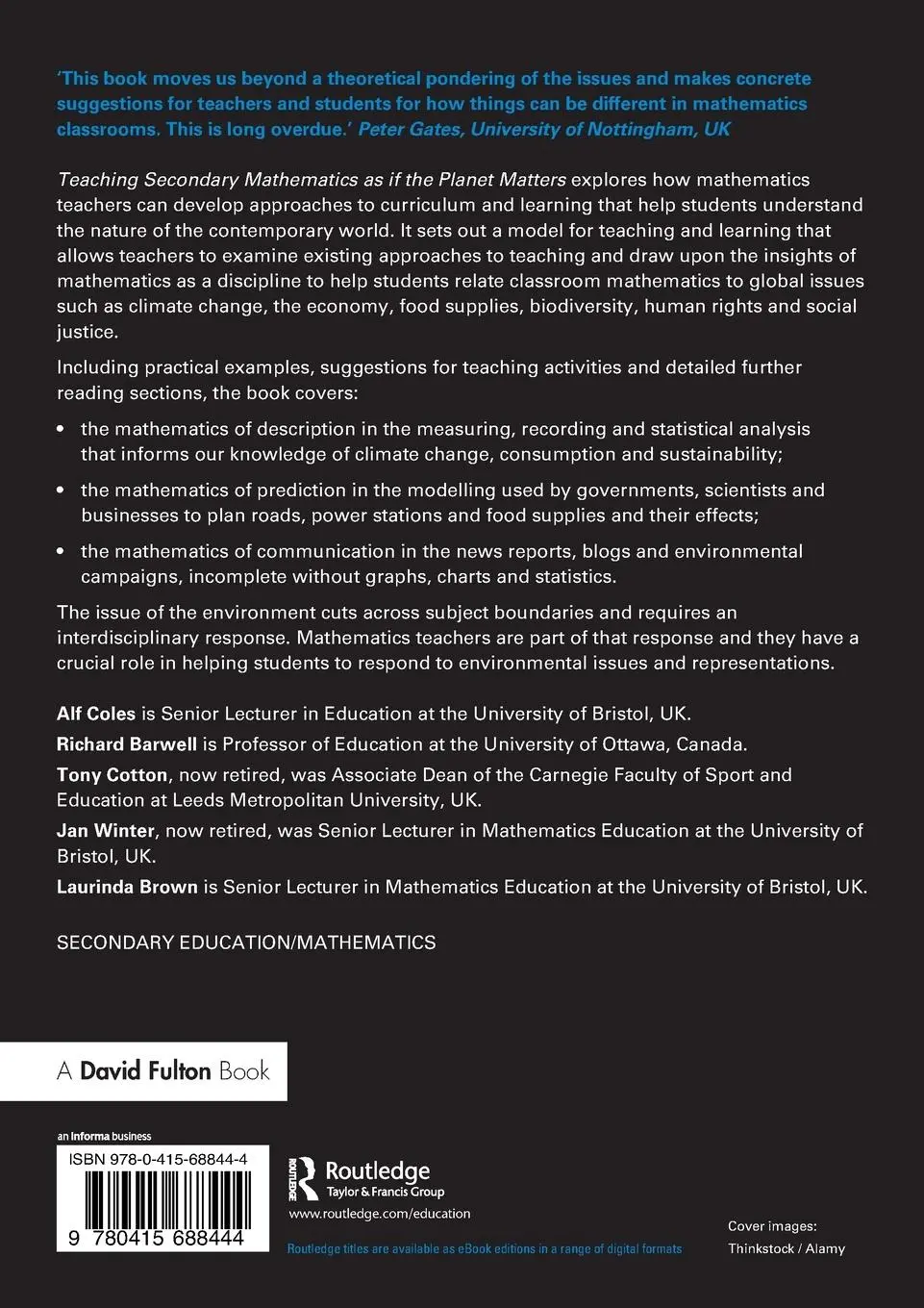 Rückseite: 9780415688444 | Teaching Secondary Mathematics as if the Planet Matters | Taschenbuch