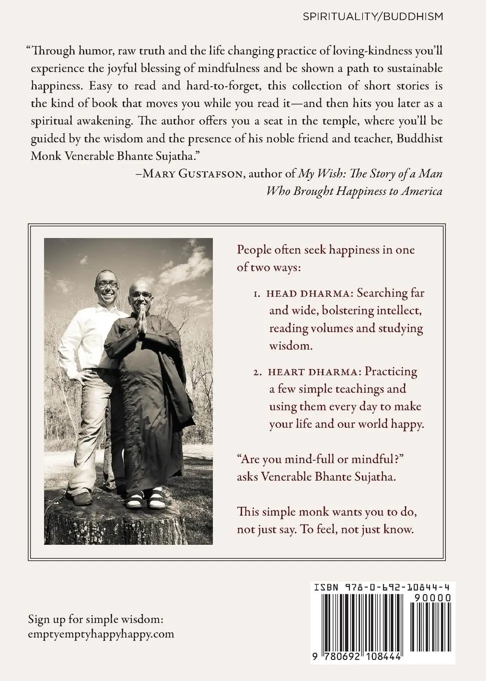 Rückseite: 9780692108444 | Empty, Empty. Happy, Happy. | The Essential Teachings of a Simple Monk
