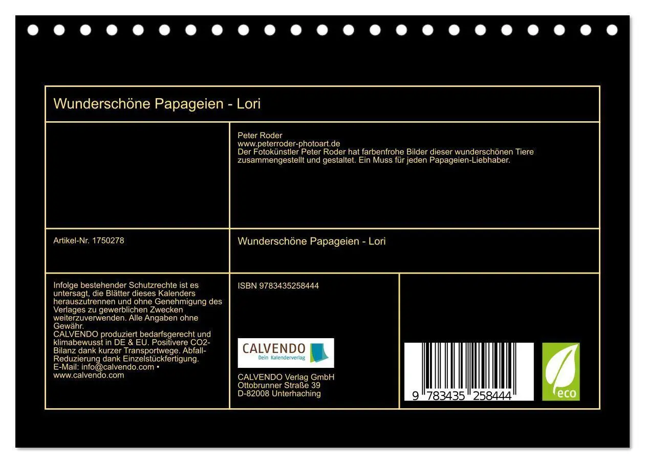 Bild: 9783435258444 | Wunderschöne Papageien - Lori (Tischkalender 2025 DIN A5 quer),...