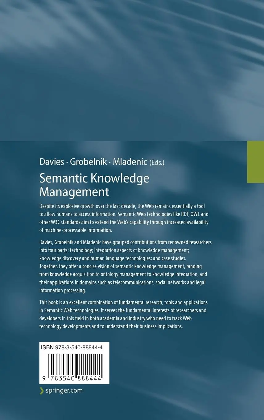 Rückseite: 9783540888444 | Semantic Knowledge Management | John Francis Davies (u. a.) | Buch | x