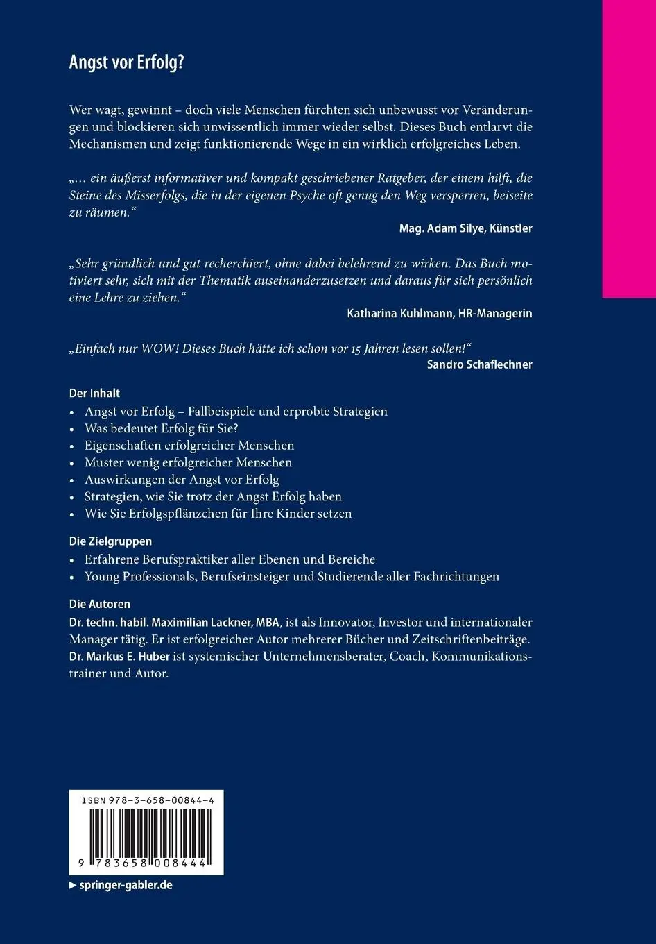 Rückseite: 9783658008444 | Angst vor Erfolg? | Wie Sie aufhören, sich selbst zu sabotieren | Buch