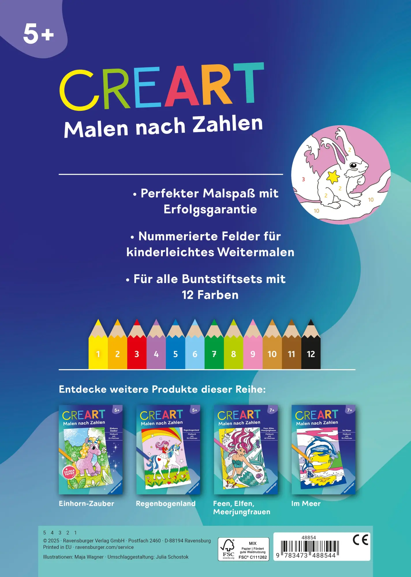 Rückseite: 9783473488544 | CreArt Malen nach Zahlen ab 5 - Elfen und Feen im Zauberwald | Wagner