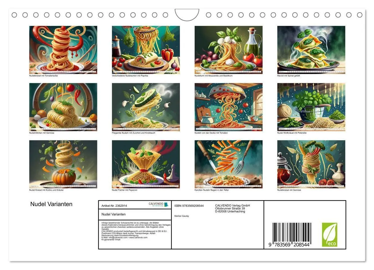 Bild: 9783569208544 | Nudel Varianten (Wandkalender 2027 DIN A4 quer), CALVENDO...