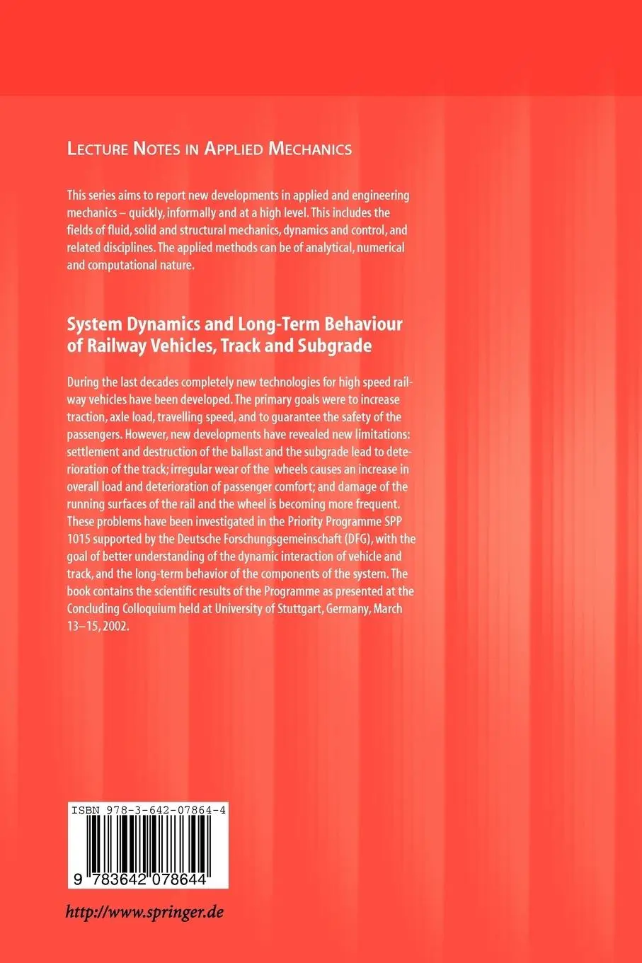 Rückseite: 9783642078644 | System Dynamics and Long-Term Behaviour of Railway Vehicles, Track...