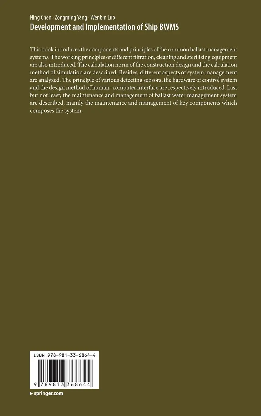Rückseite: 9789813368644 | Development and Implementation of Ship BWMS | Ning Chen (u. a.) | Buch