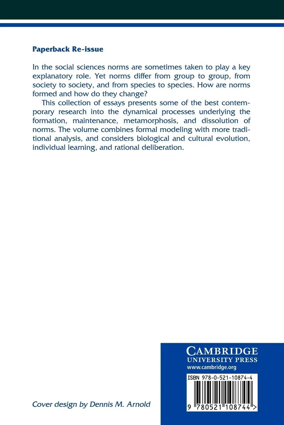 Rückseite: 9780521108744 | The Dynamics of Norms | Cristina Bicchieri (u. a.) | Taschenbuch