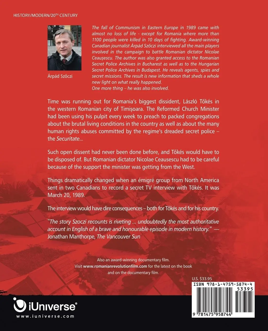 Rückseite: 9781475958744 | Timisoara | The Real Story Behind the Romanian Revolution | Sz¿czi