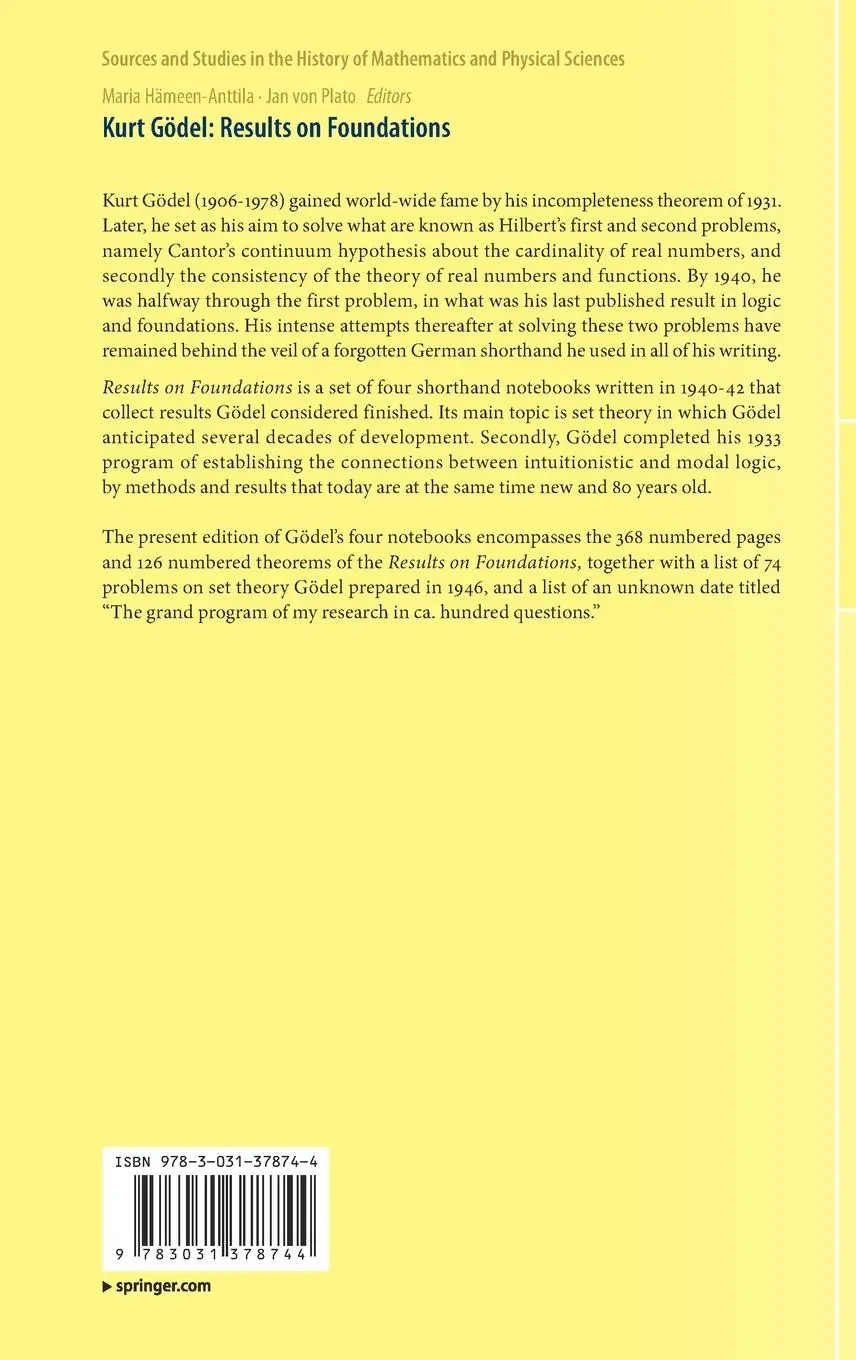 Rückseite: 9783031378744 | Kurt Gödel: Results on Foundations | Jan Von Plato (u. a.) | Buch | ix