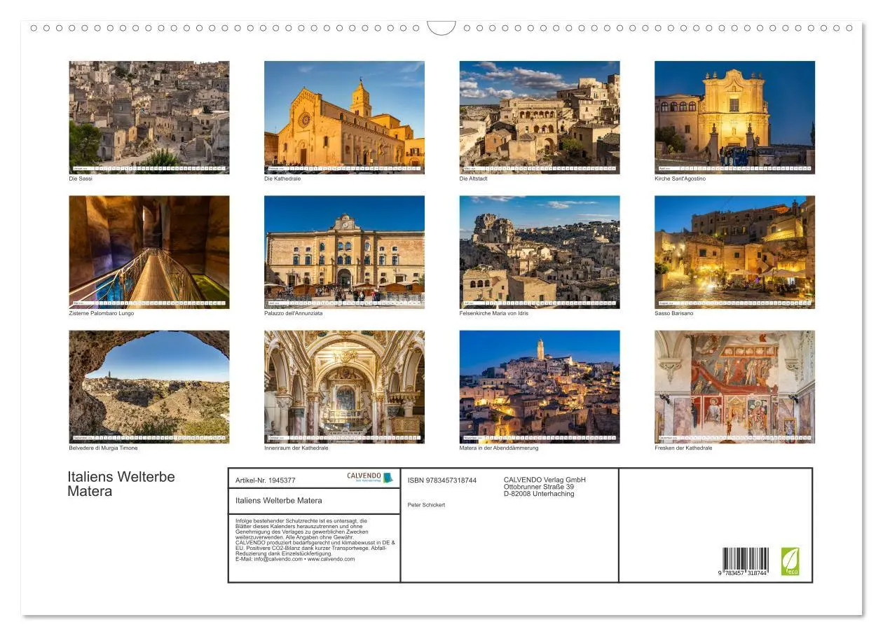 Bild: 9783457318744 | Italiens Welterbe Matera (Wandkalender 2026 DIN A2 quer), CALVENDO...