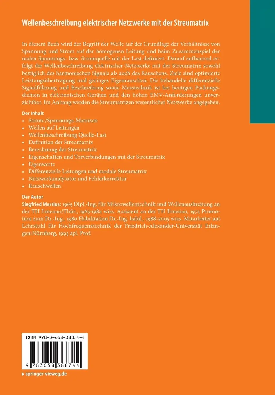 Rückseite: 9783658388744 | Wellenbeschreibung elektrischer Netzwerke mit der Streumatrix | Buch