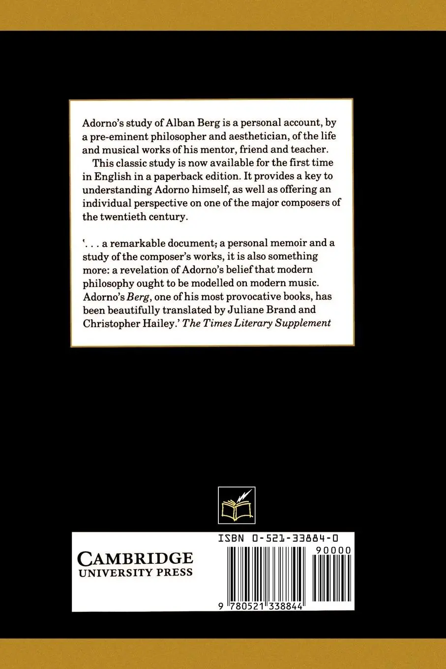 Rückseite: 9780521338844 | Alban Berg | Master of the Smallest Link | Theodor Wiesengrund Adorno