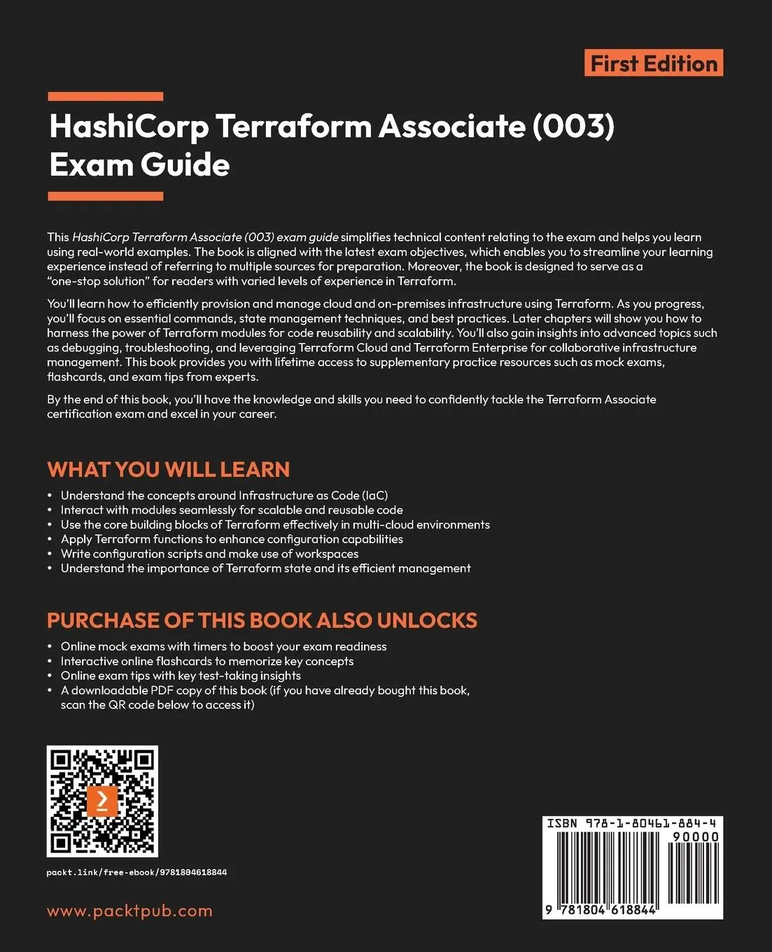 Rückseite: 9781804618844 | HashiCorp Terraform Associate (003) Exam Guide | Dhanasekaran (u. a.)