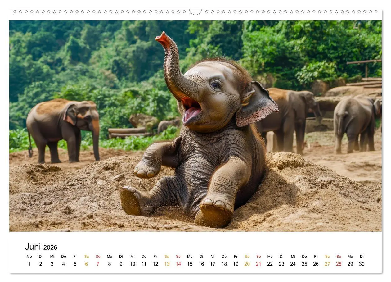 Bild: 9783457308844 | Elefanten Kinder - kleine Riesen (hochwertiger Premium Wandkalender...