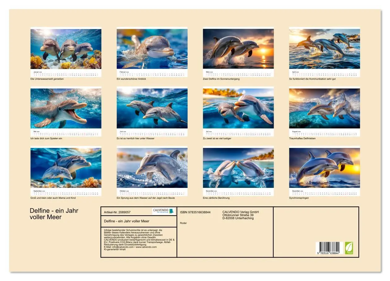 Bild: 9783516638844 | Delfine - ein Jahr voller Meer (Wandkalender 2026 DIN A2 quer),...