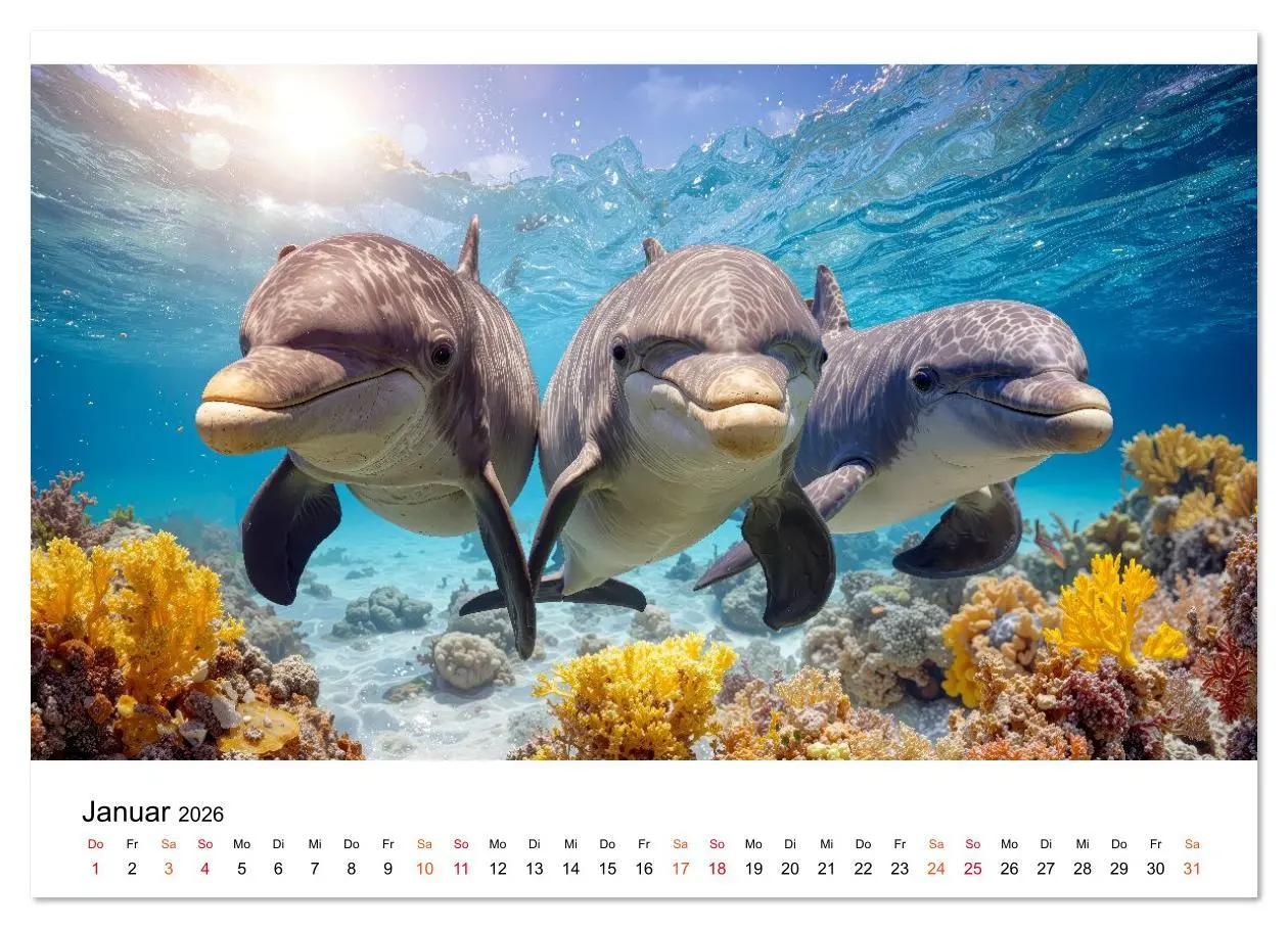 Bild: 9783516638844 | Delfine - ein Jahr voller Meer (Wandkalender 2026 DIN A2 quer),...