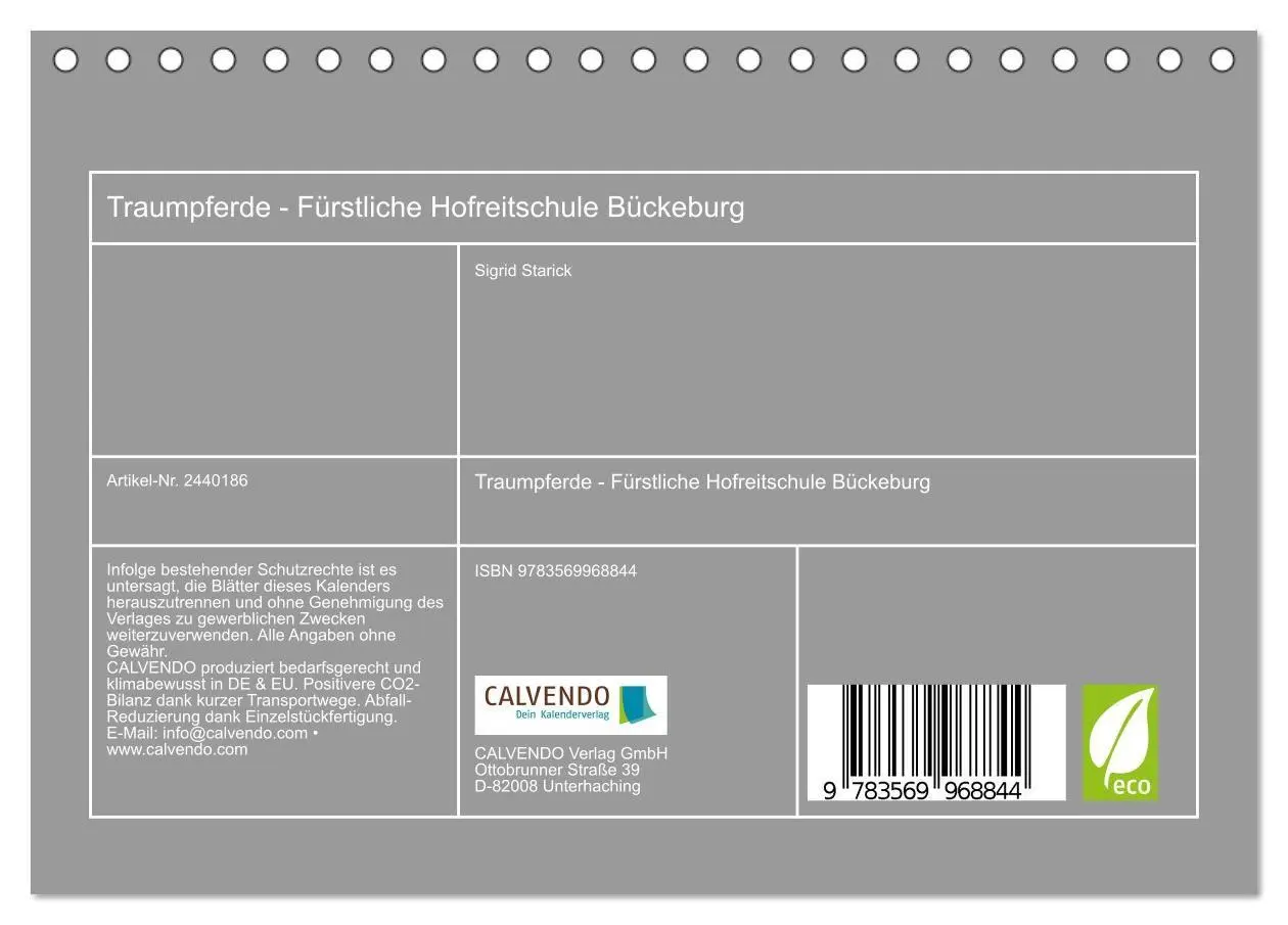 Bild: 9783569968844 | Traumpferde - Fürstliche Hofreitschule Bückeburg (Tischkalender...