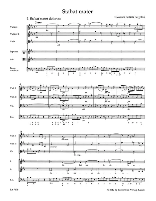 Bild: 9790006528844 | Stabat mater, Partitur | Giovanni Battista Pergolesi | Partitur | 2012