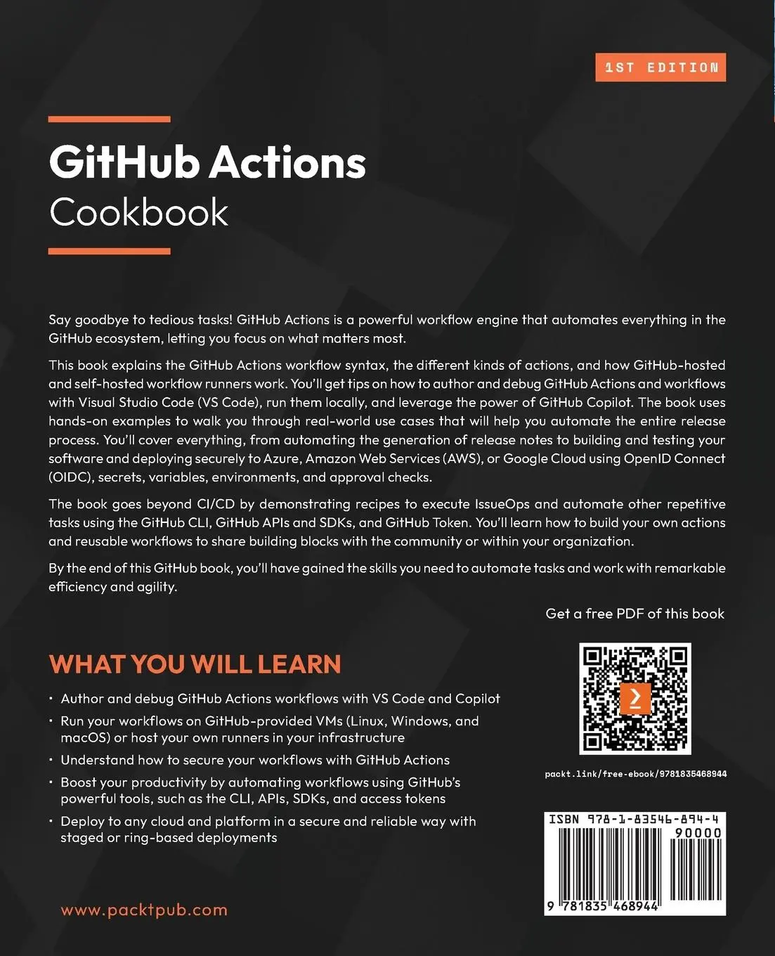 Rückseite: 9781835468944 | GitHub Actions Cookbook | Michael Kaufmann | Taschenbuch | Englisch