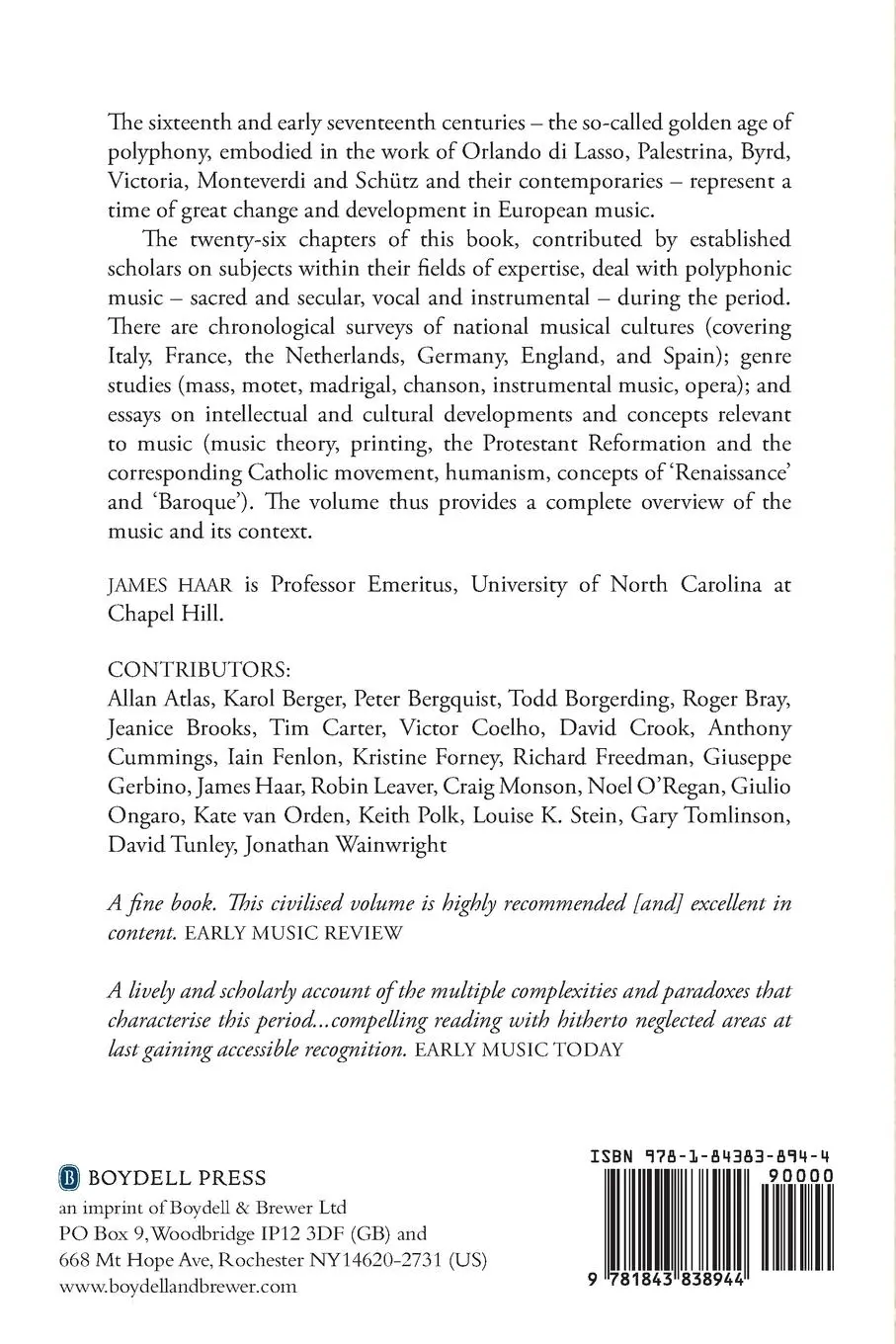 Rückseite: 9781843838944 | European Music, 1520-1640 | James Haar | Taschenbuch | Englisch | 2014