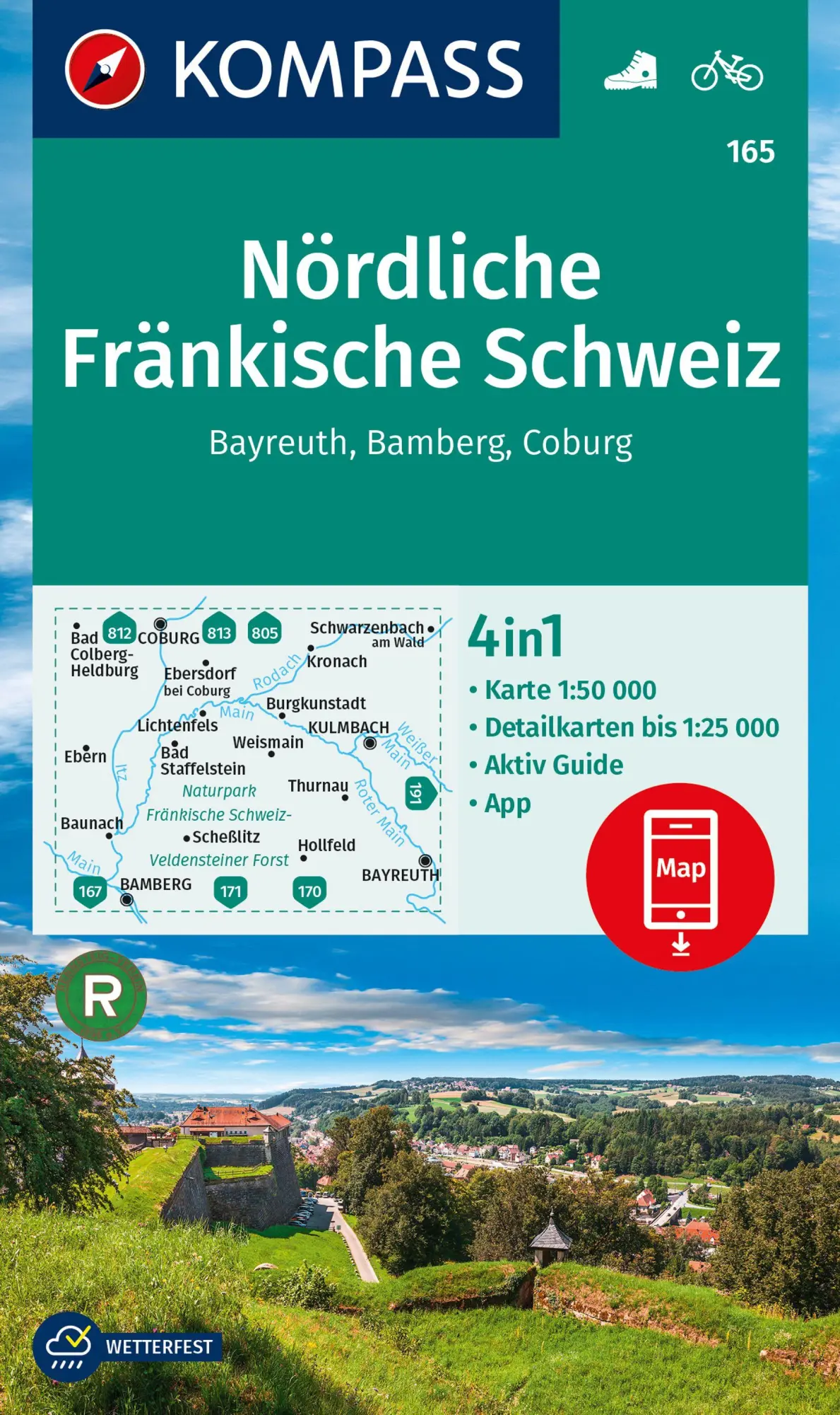 Cover: 9783991218944 | KOMPASS Wanderkarte 165 Nördliche Fränkische Schweiz, Bayreuth,...