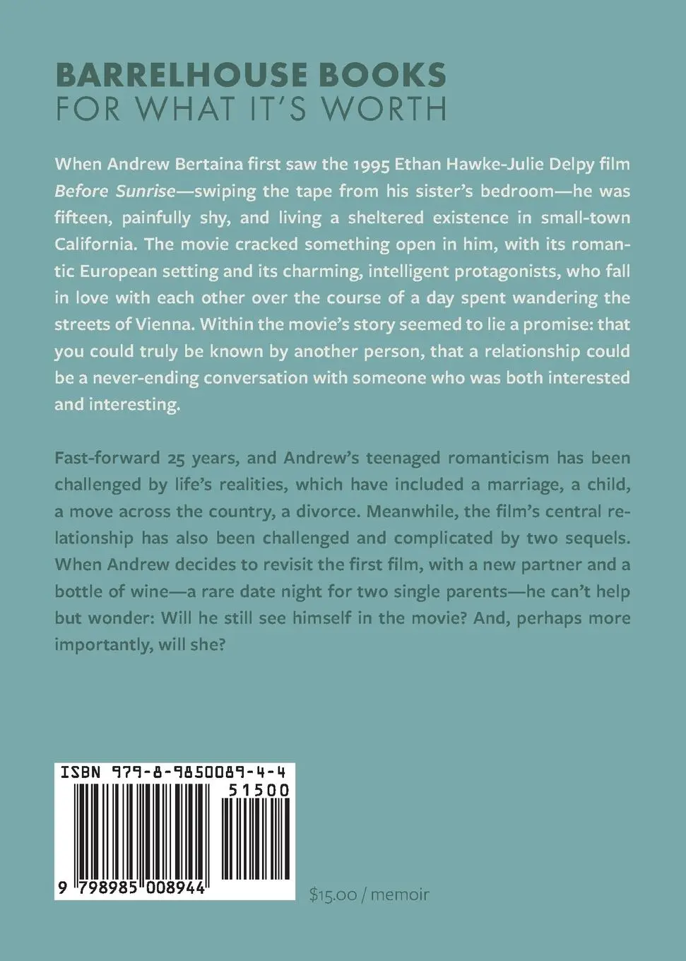 Rückseite: 9798985008944 | Ethan Hawke &amp; Me | The Before Trilogy | Andrew Bertaina | Taschenbuch