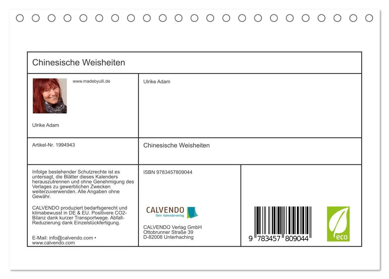 Bild: 9783457809044 | Chinesische Weisheiten (Tischkalender 2026 DIN A5 quer), CALVENDO...