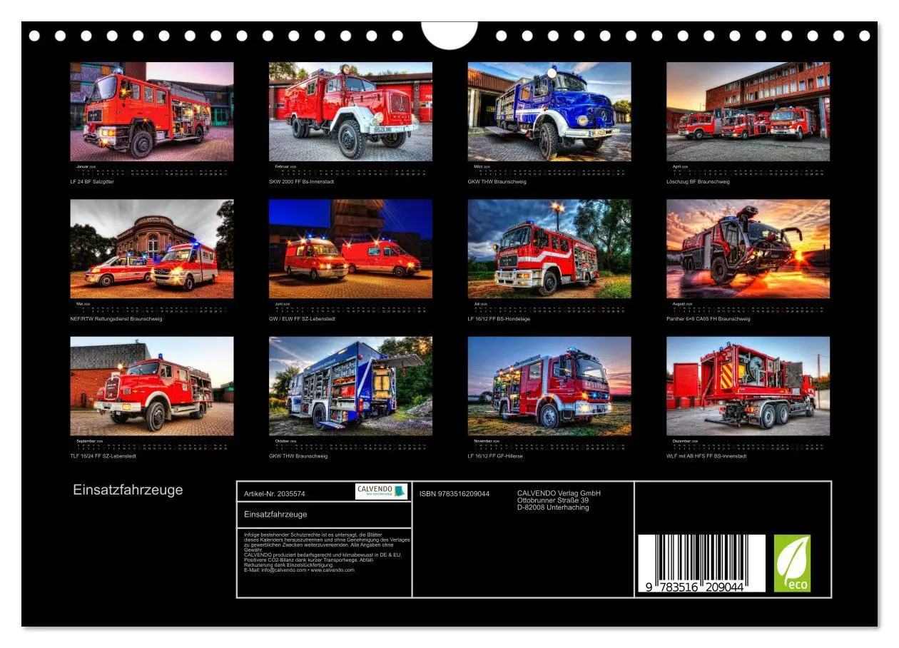 Bild: 9783516209044 | Einsatzfahrzeuge (Wandkalender 2026 DIN A4 quer), CALVENDO...