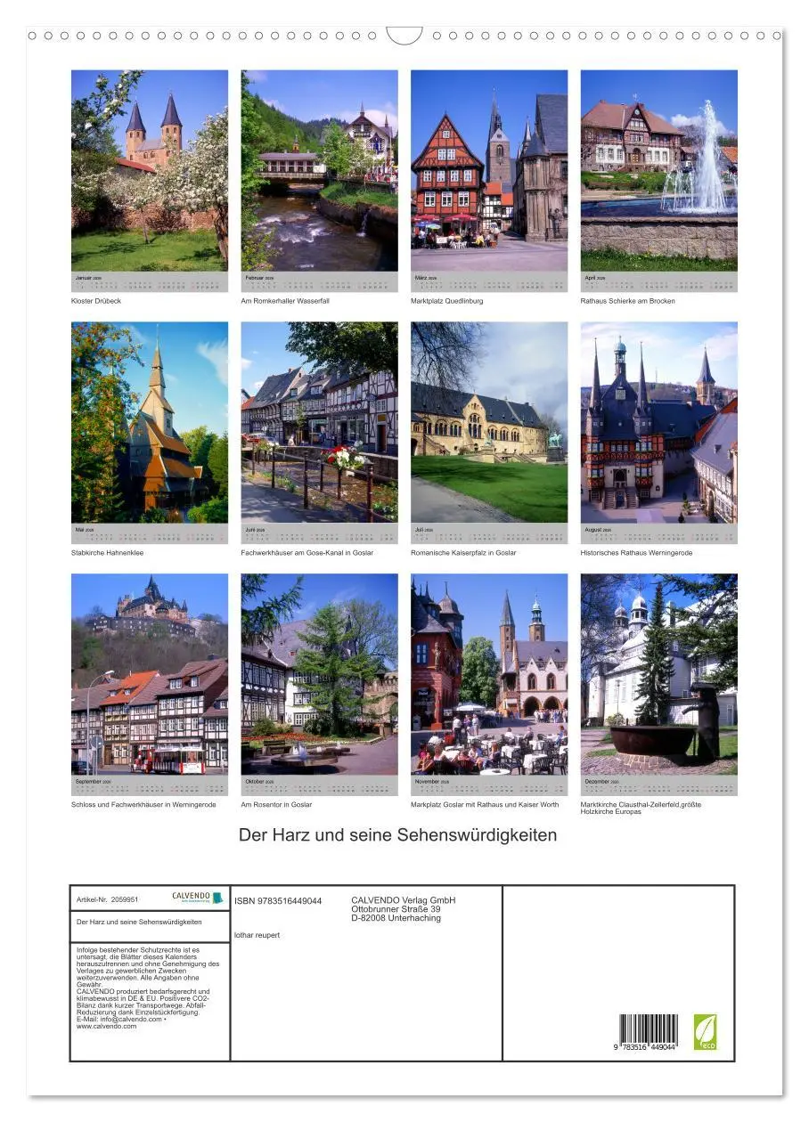Bild: 9783516449044 | Der Harz und seine Sehenswürdigkeiten (Wandkalender 2026 DIN A2...
