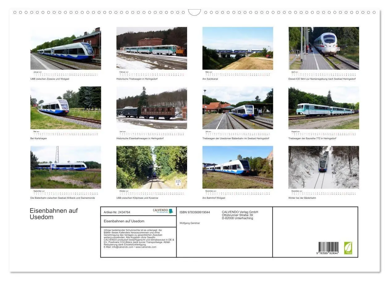 Bild: 9783569919044 | Eisenbahnen auf Usedom (Wandkalender 2027 DIN A2 quer), CALVENDO...