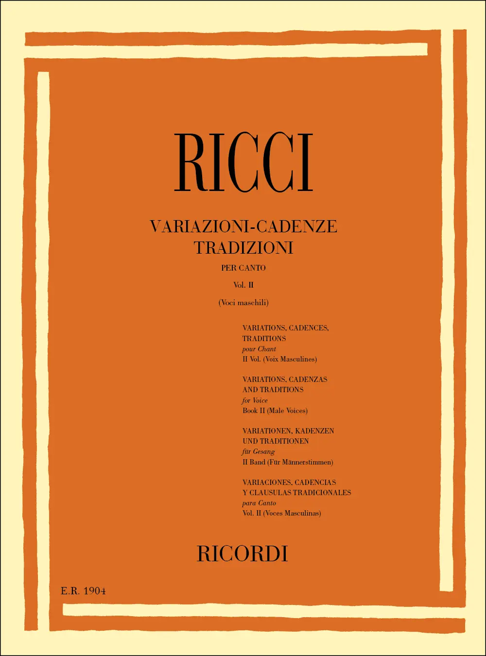 Cover: 9790041819044 | Variazioni - Cadenze Tradizioni per Canto Vol. II | L. Ricci | Buch