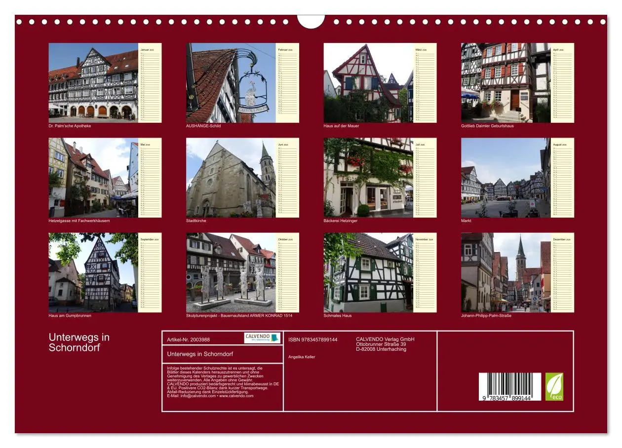 Bild: 9783457899144 | Unterwegs in Schorndorf (Wandkalender 2026 DIN A3 quer), CALVENDO...